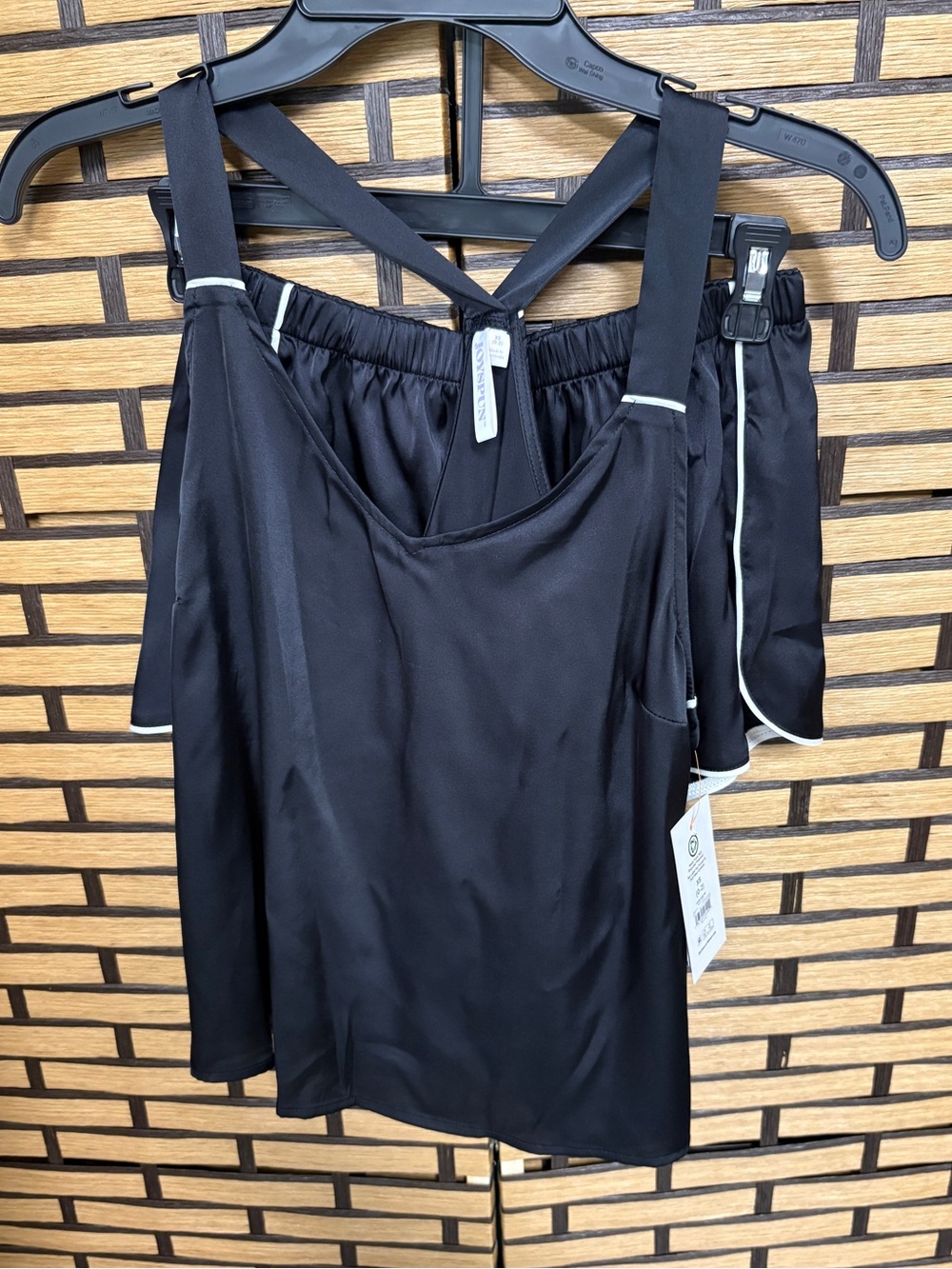 Joyspun black satin two piece pajama short set size XS
